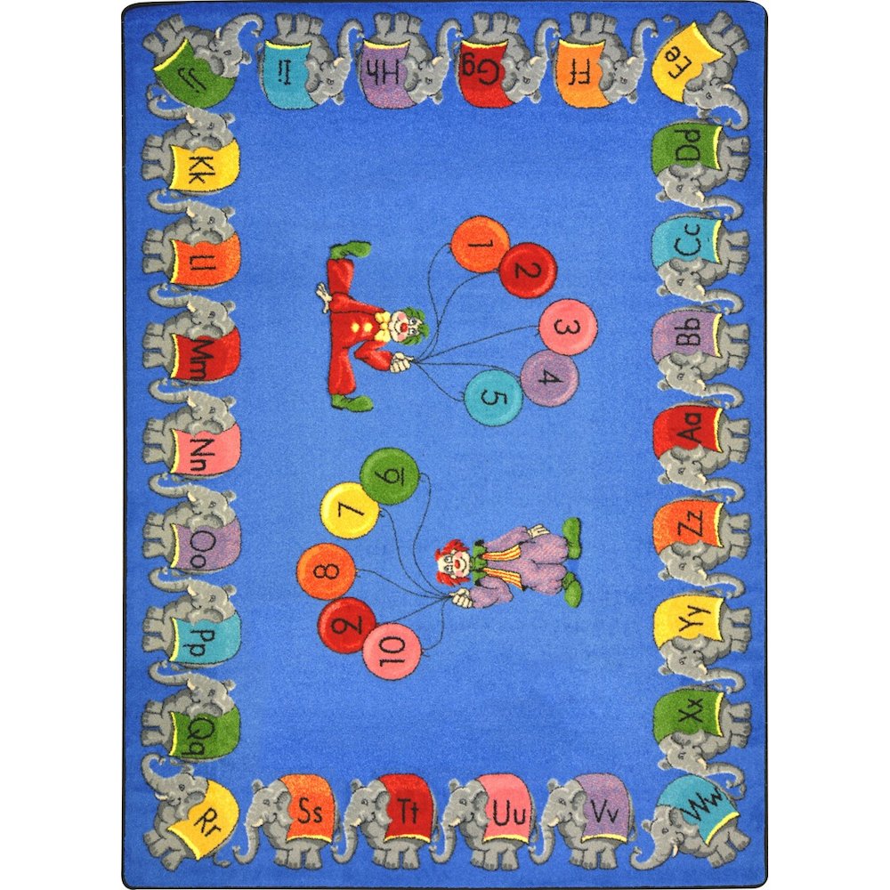 Kid Essentials Circus Elephant Parade 5'4" x 7'8" Area Rug in Color Multi