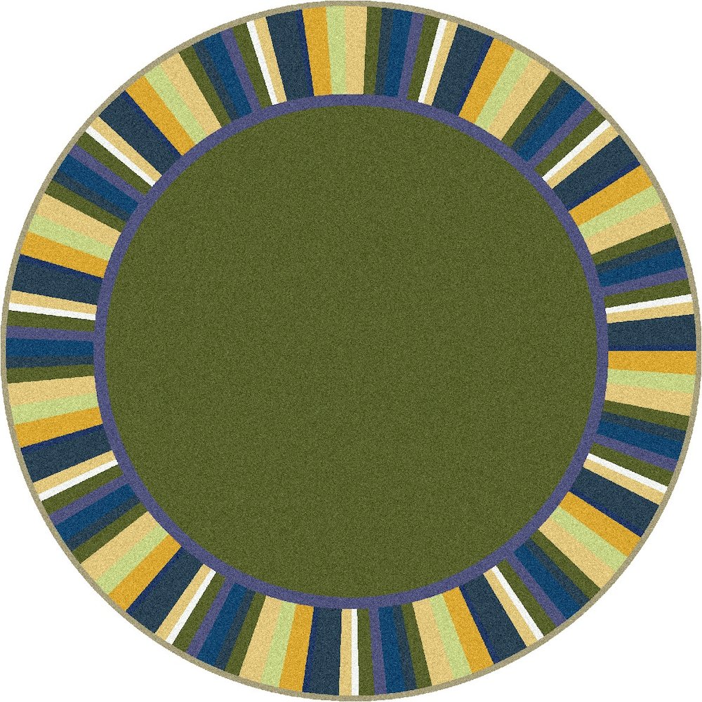 Kid Essentials Clean Green 5'4" Round Area Rug in Color Bold