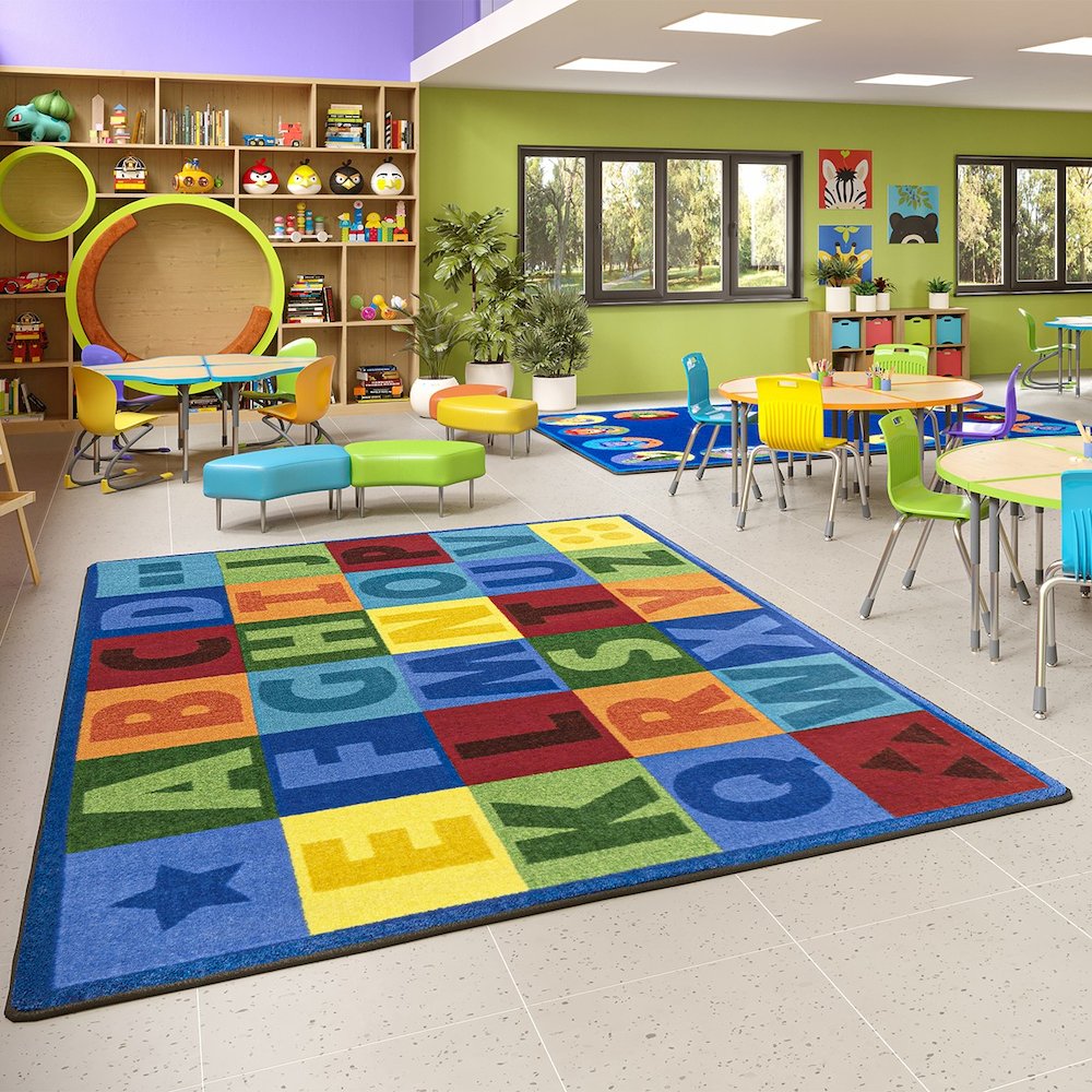 Kid Essentials Colorful Learning 7'8" x 10'9" Area Rug in Color Multi