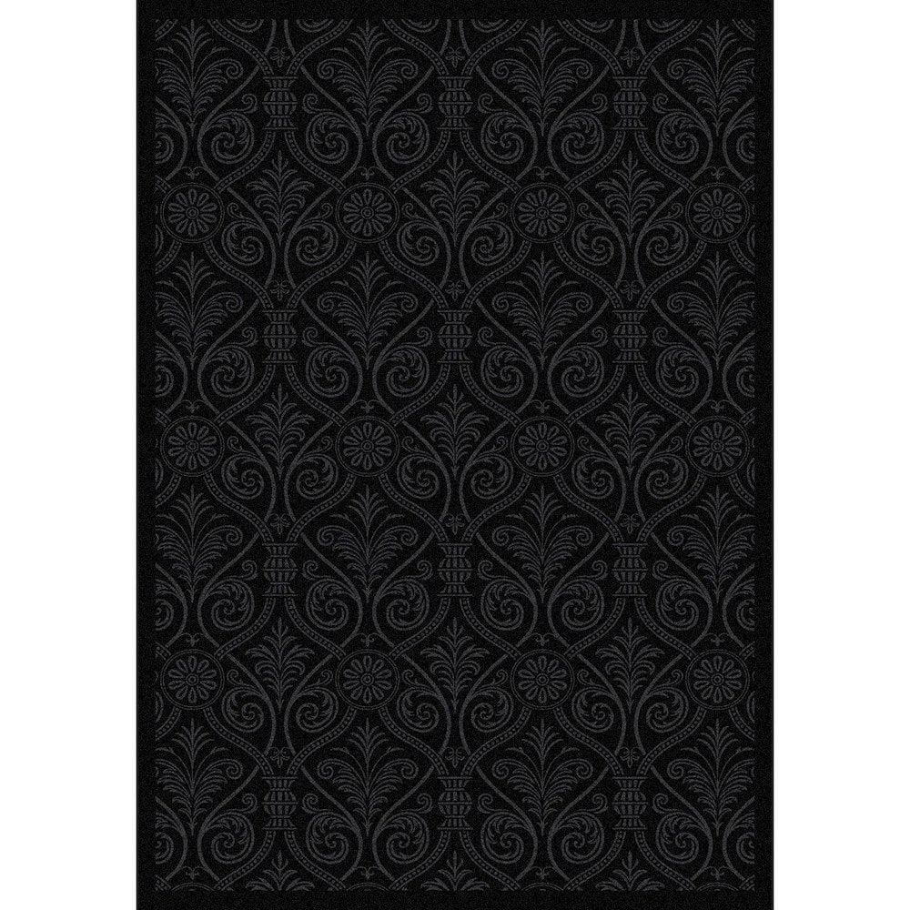 Any Day Matinee Damascus 5'4" x 7'8" Area Rug in Color Black