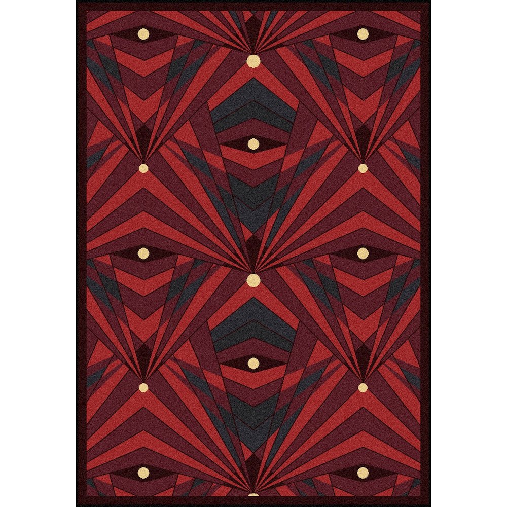 Any Day Matinee Deco Strobe 5'4" x 7'8" Area Rug in Color Burgundy