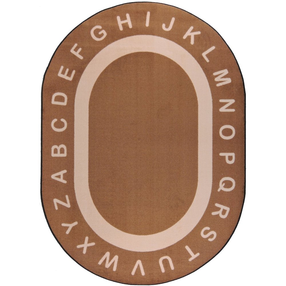 Kid Essentials Endless Alphabet 7'8" x 10'9" Oval Area Rug in Color Mocha