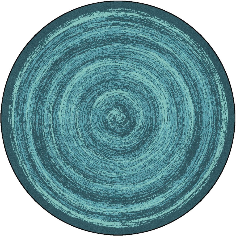 Kid Essentials Feeling Fun 5'4" Round Area Rug in Color Teal