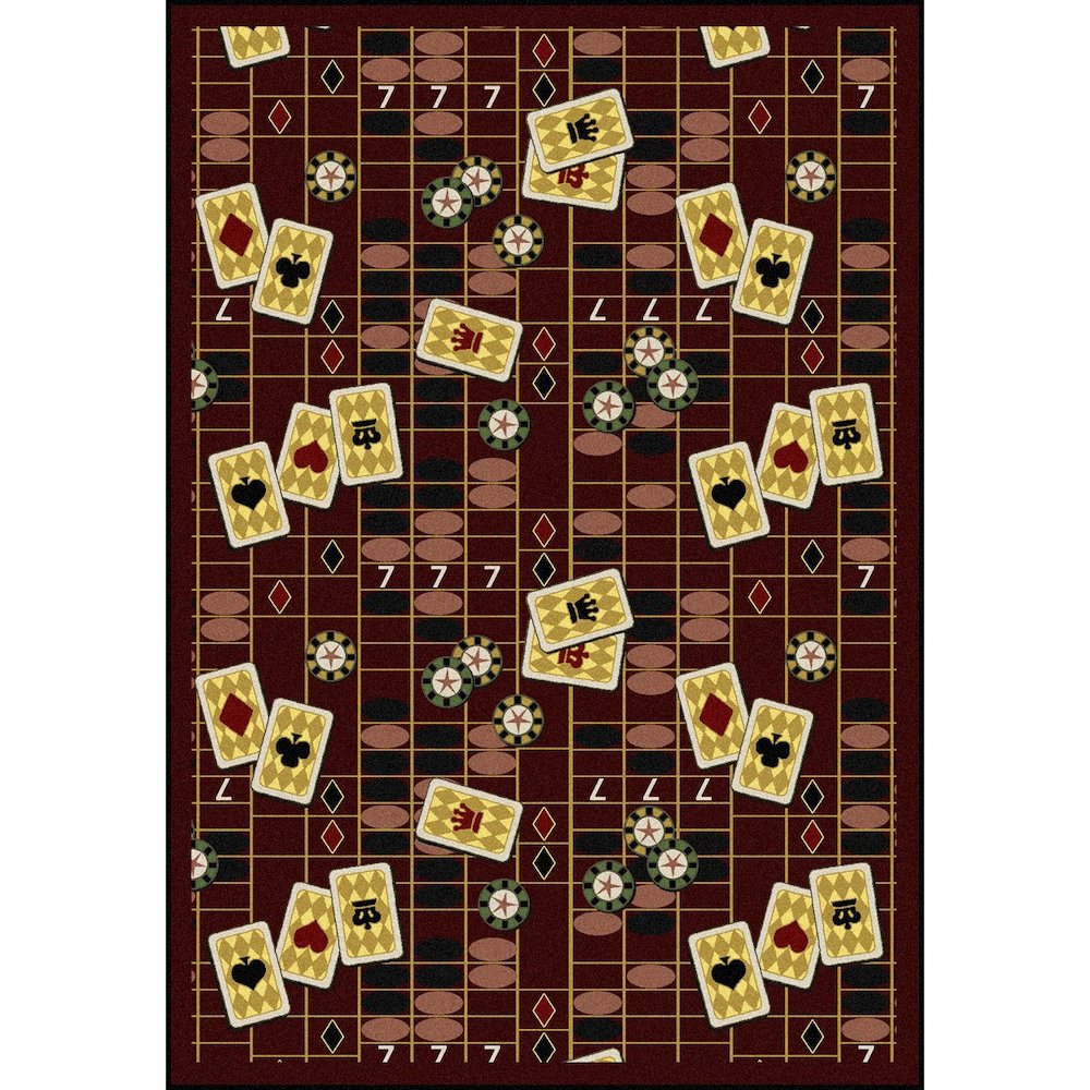 Games People Play Feeling Lucky 5'4" x 7'8" Area Rug in Color Burgundy
