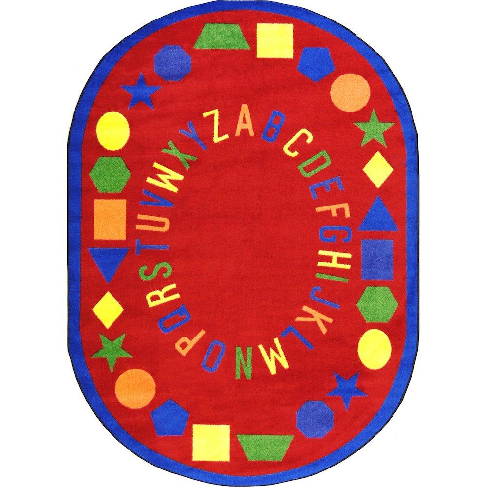 Kid Essentials First Lessons 7'8" x 10'9" Oval Area Rug in Color Red