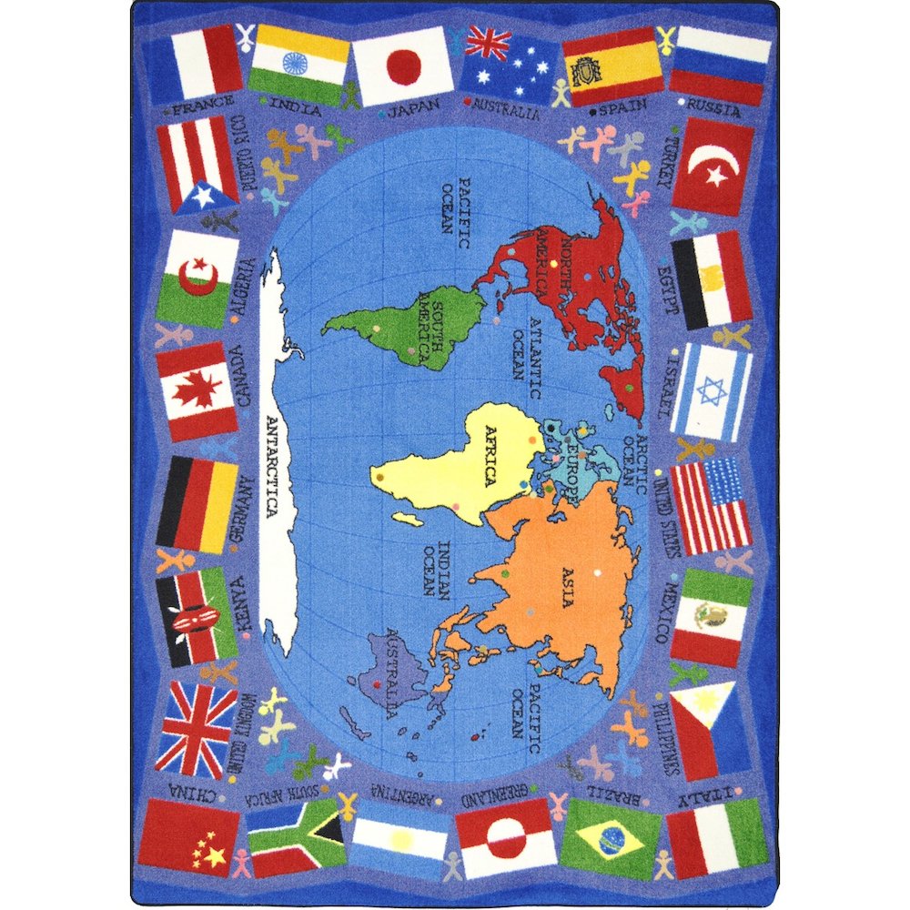Kid Essentials Flags of the World 7'8" x 10'9" Area Rug in Color Multi