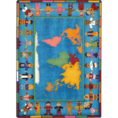 Kid Essentials Hands Around the World 7'8" x 10'9" Area Rug in Color Multi