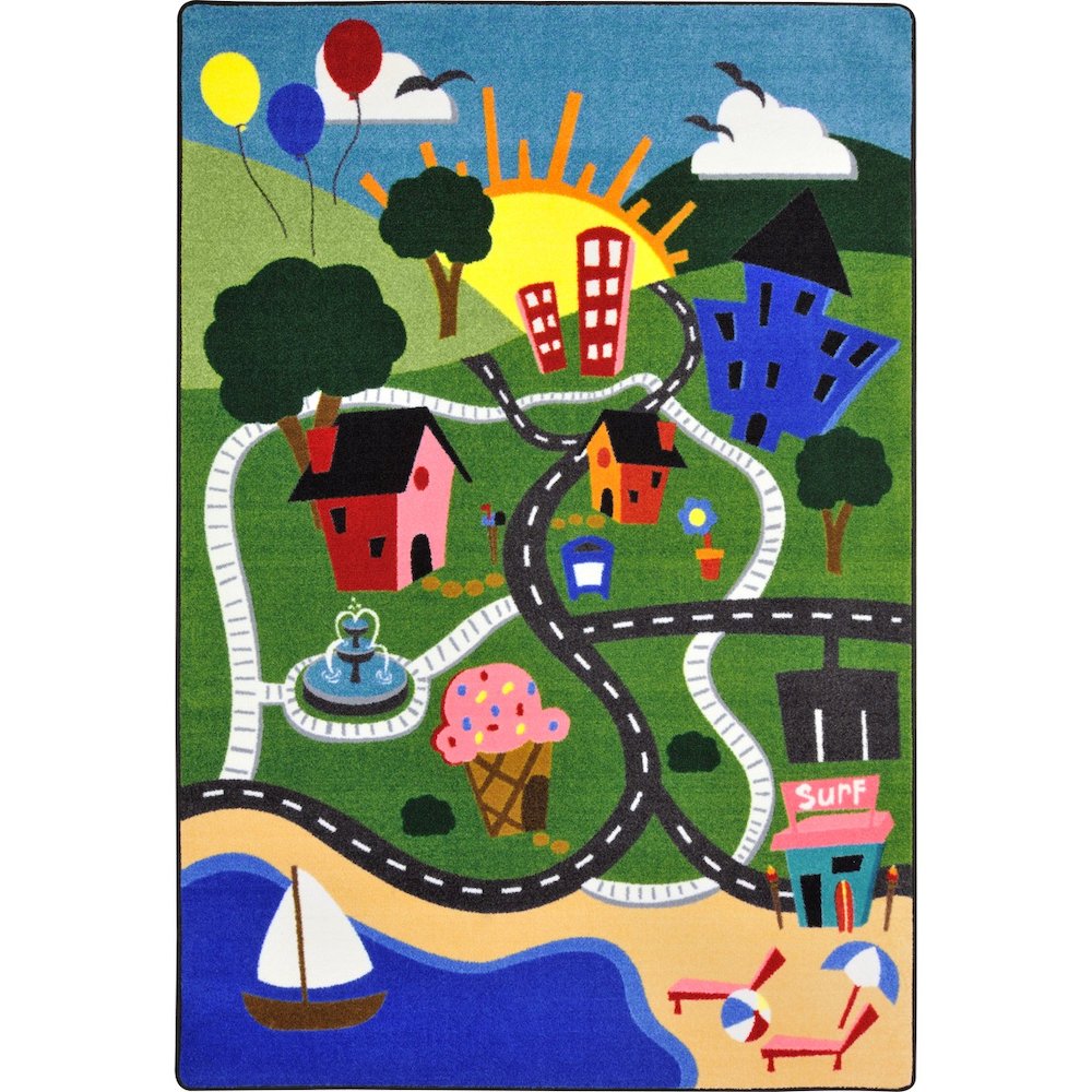 Kid Essentials Happy Town 7'8" x 10'9" Area Rug in Color Multi