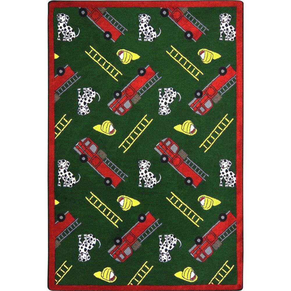 Playful Patterns Hook and Ladder 5'4" x 7'8" Area Rug in Color Green