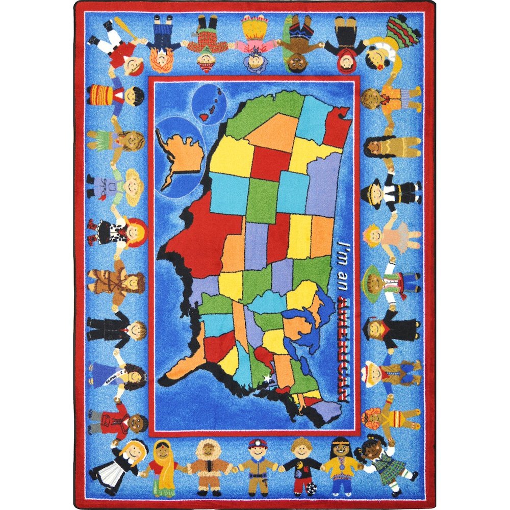 Kid Essentials I'm An American 7'8" x 10'9" Area Rug in Color Multi