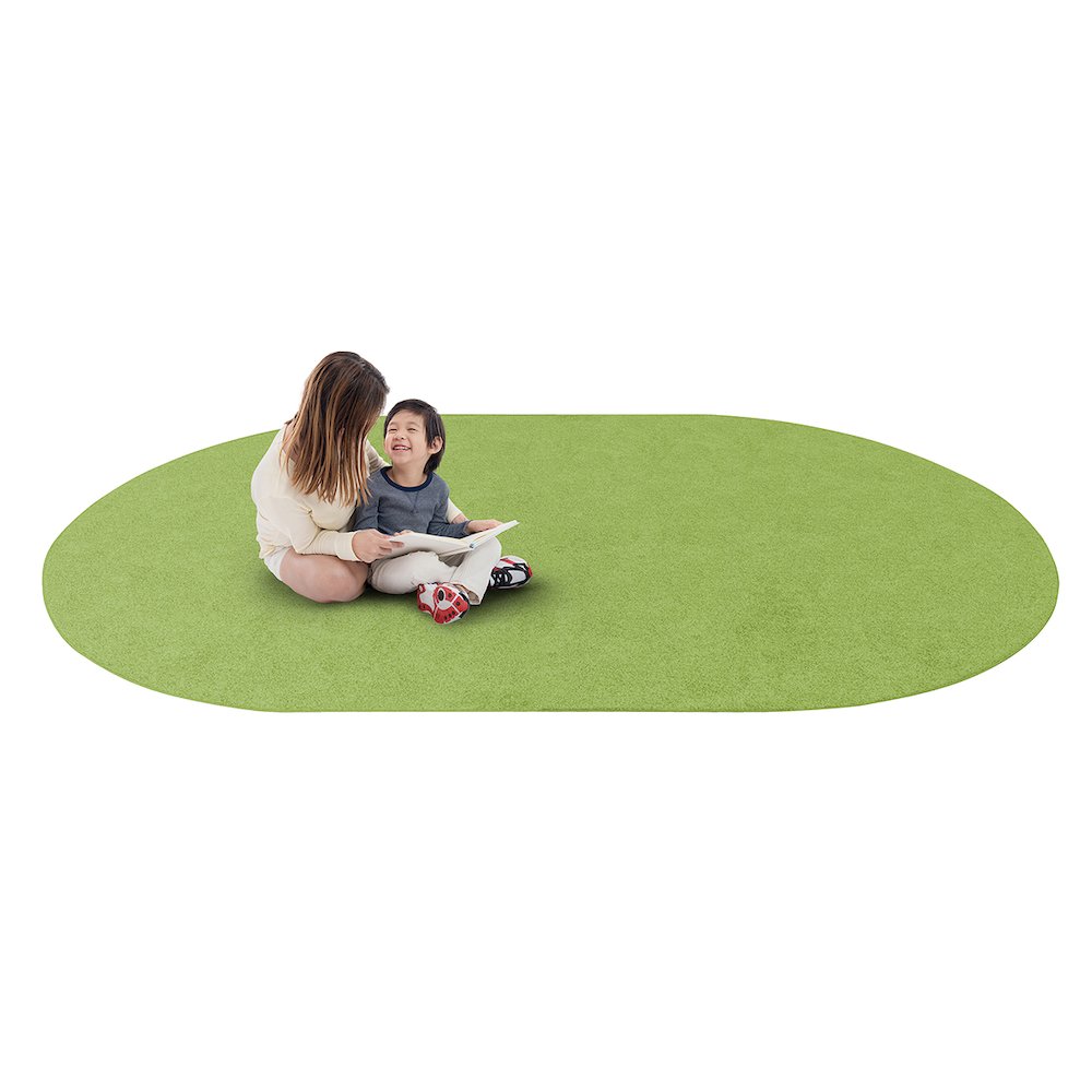 Kid Essentials Just Kidding 12' x 7'6" Oval Area Rug in Color Lime Green