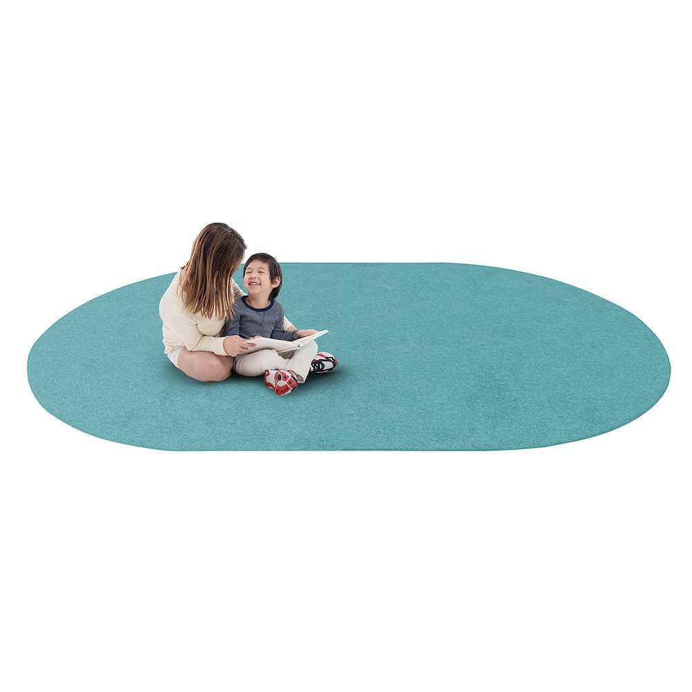 Kid Essentials Just Kidding 12' x 7'6" Oval Area Rug in Color Seafoam