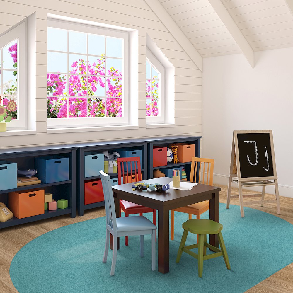 Kid Essentials Just Kidding 12' x 7'6" Oval Area Rug in Color Seafoam