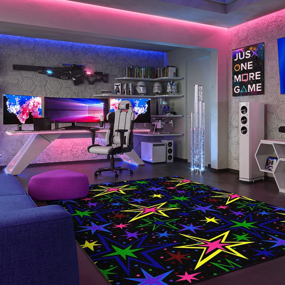 Neon Lights Kapow 6' x 6' Area Rug in Color Fluorescent