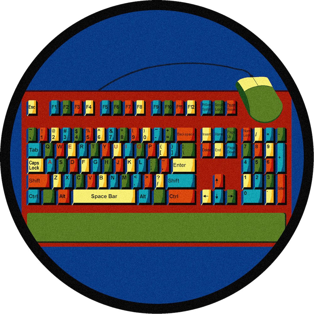 Kid Essentials Keyboard Connection 5'4" Round Area Rug in Color Multi