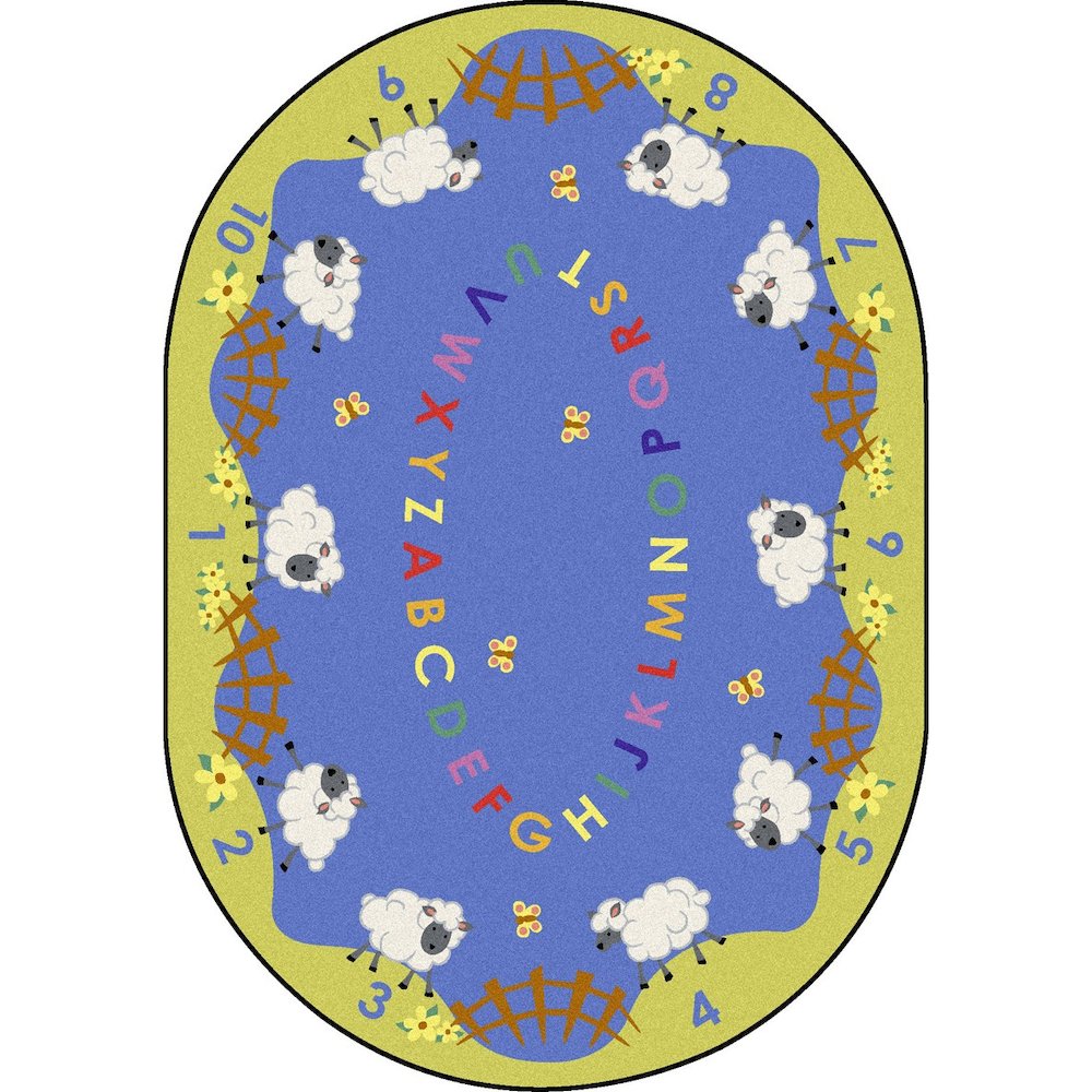 Kid Essentials Lamby Pie 7'8" x 10'9" Oval Area Rug in Color Multi