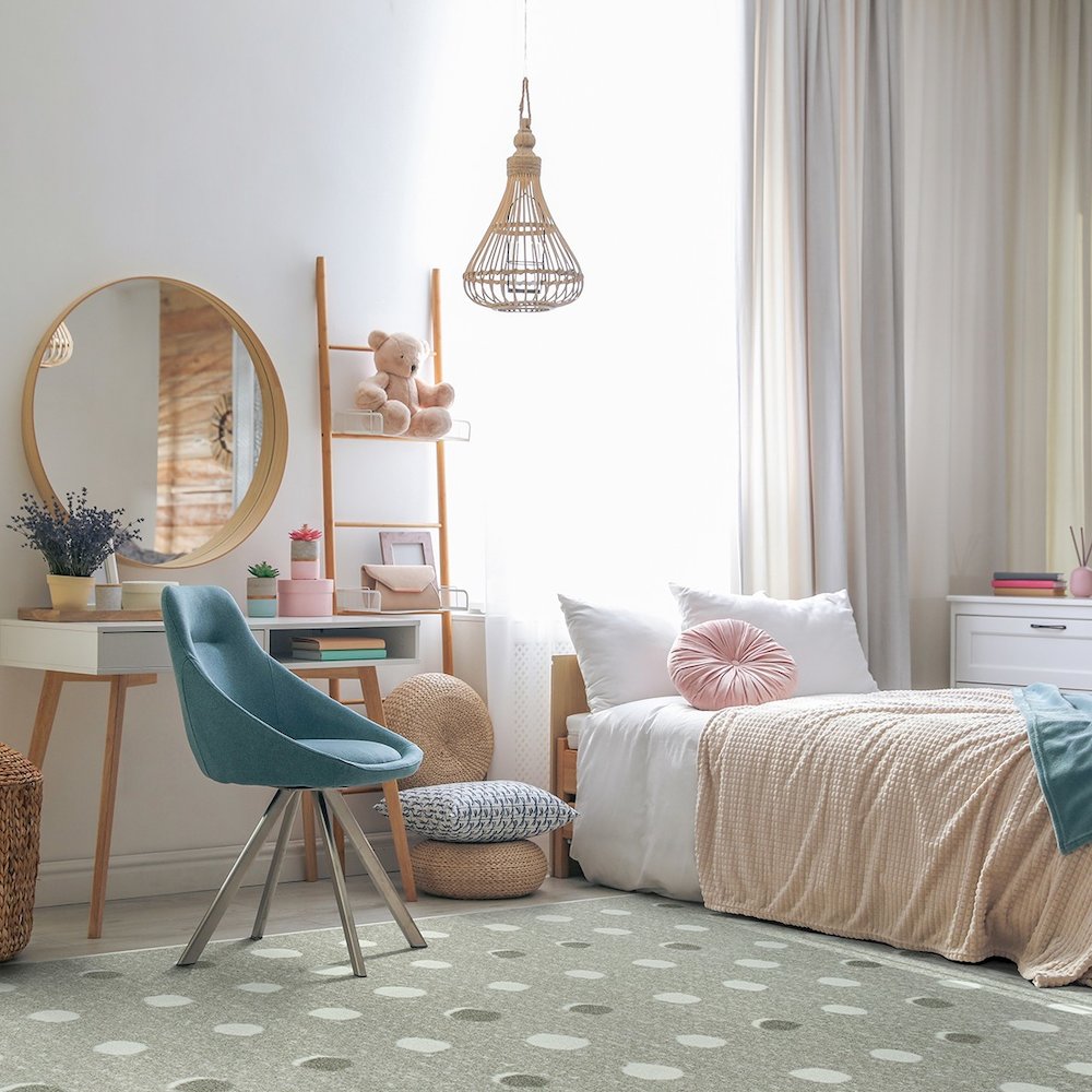 Claremont Kids Little Moons 5'4" x 7'8" Area Rug in Color Linen