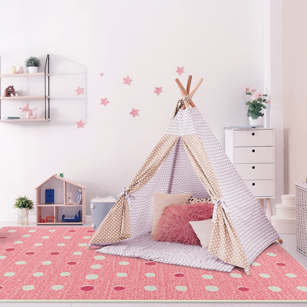 Claremont Kids Little Moons 5'4" x 7'8" Area Rug in Color Blush