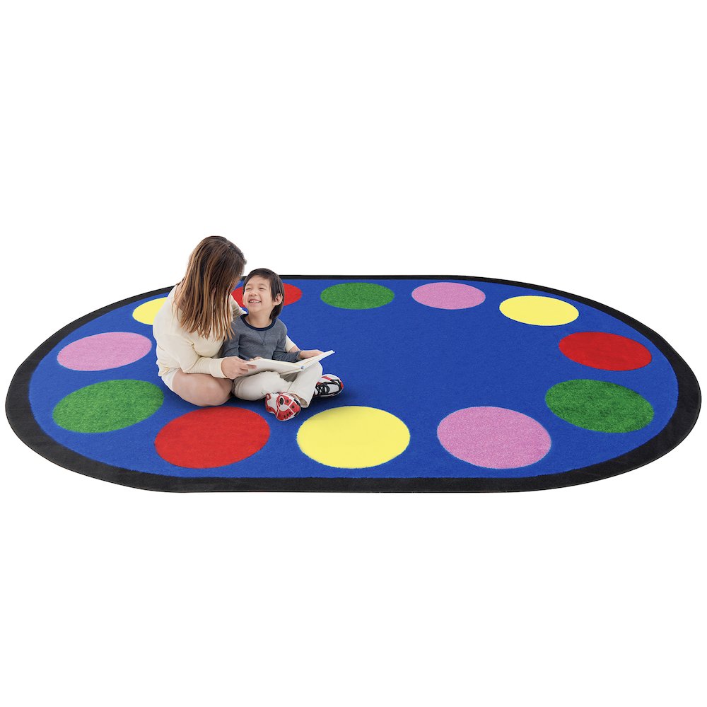 Kid Essentials Lots of Dots 7'8" x 10'9" Oval Area Rug in Color Multi