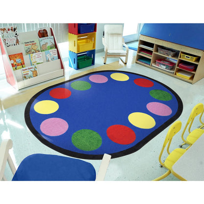 Kid Essentials Lots of Dots 7'8" x 10'9" Oval Area Rug in Color Multi
