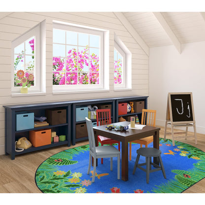 Kid Essentials Merry Meadows 10'9" x 13'2" Oval Area Rug in Color Blue