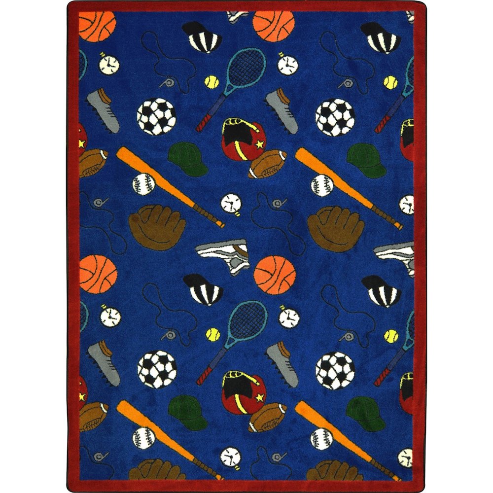 Games People Play Multi-Sport 5'4" x 7'8" Area Rug in Color Blue
