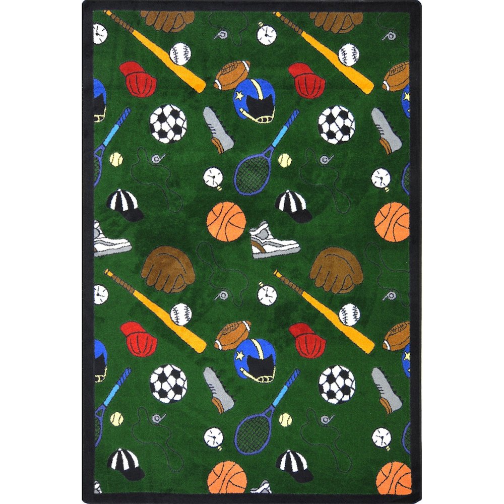 Games People Play Multi-Sport 5'4" x 7'8" Area Rug in Color Green