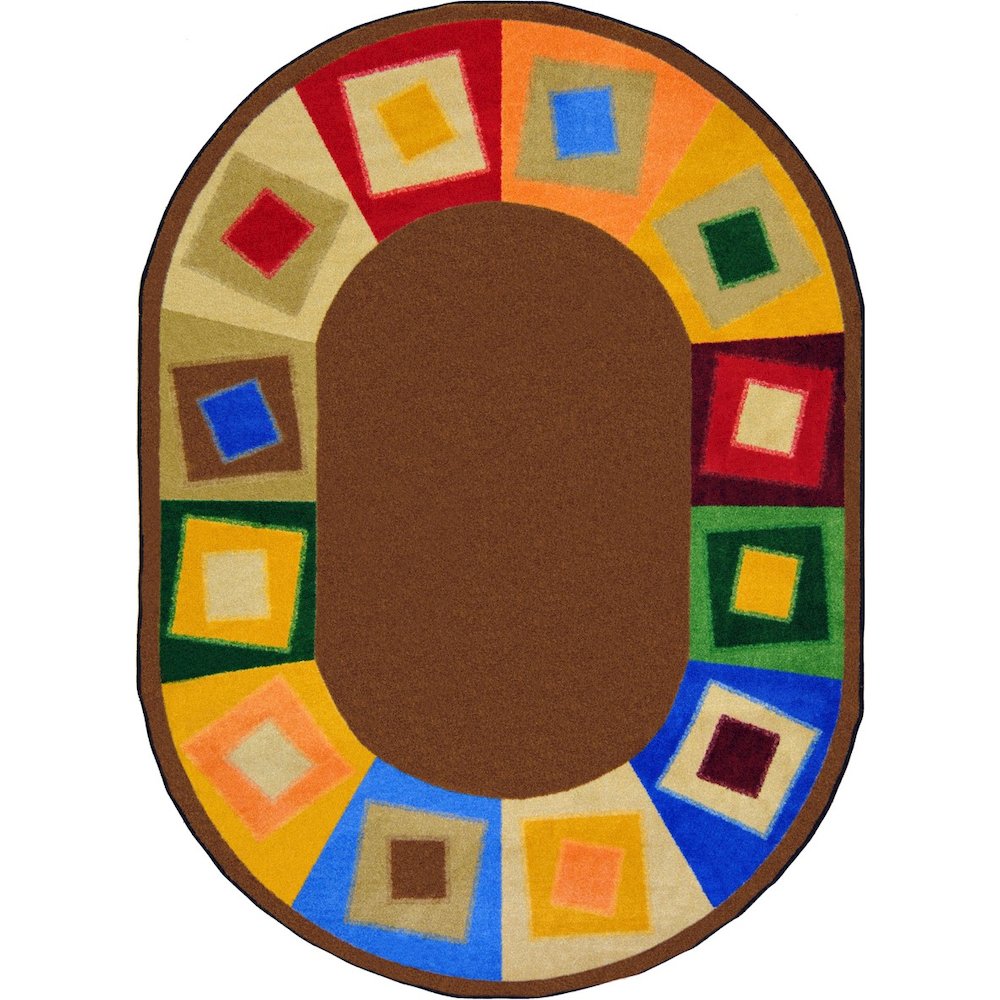 Kid Essentials Off Balance 7'8" x 10'9" Oval Area Rug in Color Neutrals