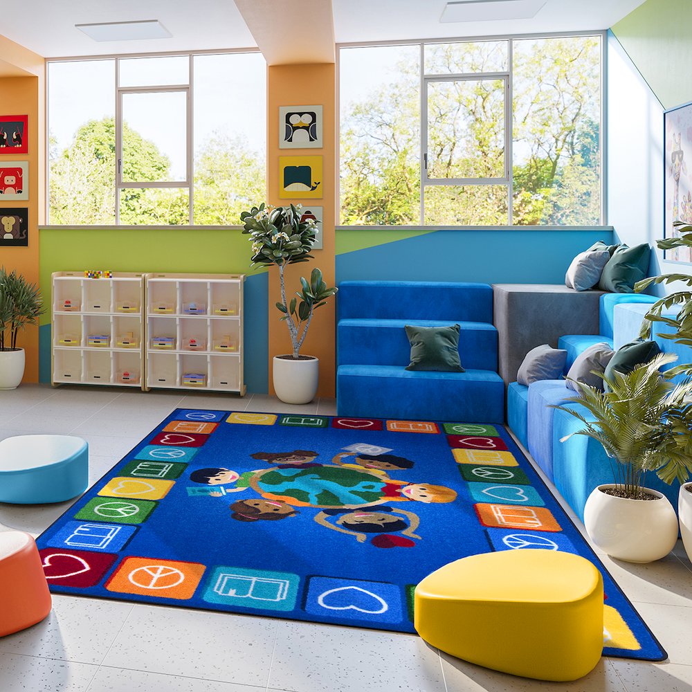 Kid Essentials Peaceful Readers 7'8" x 10'9" Area Rug in Color Multi