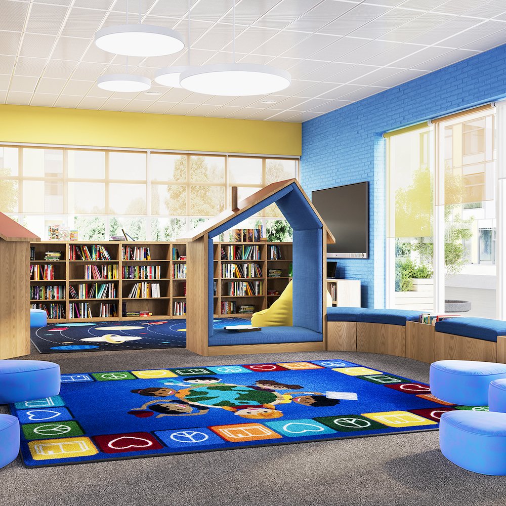 Kid Essentials Peaceful Readers 7'8" x 10'9" Area Rug in Color Multi