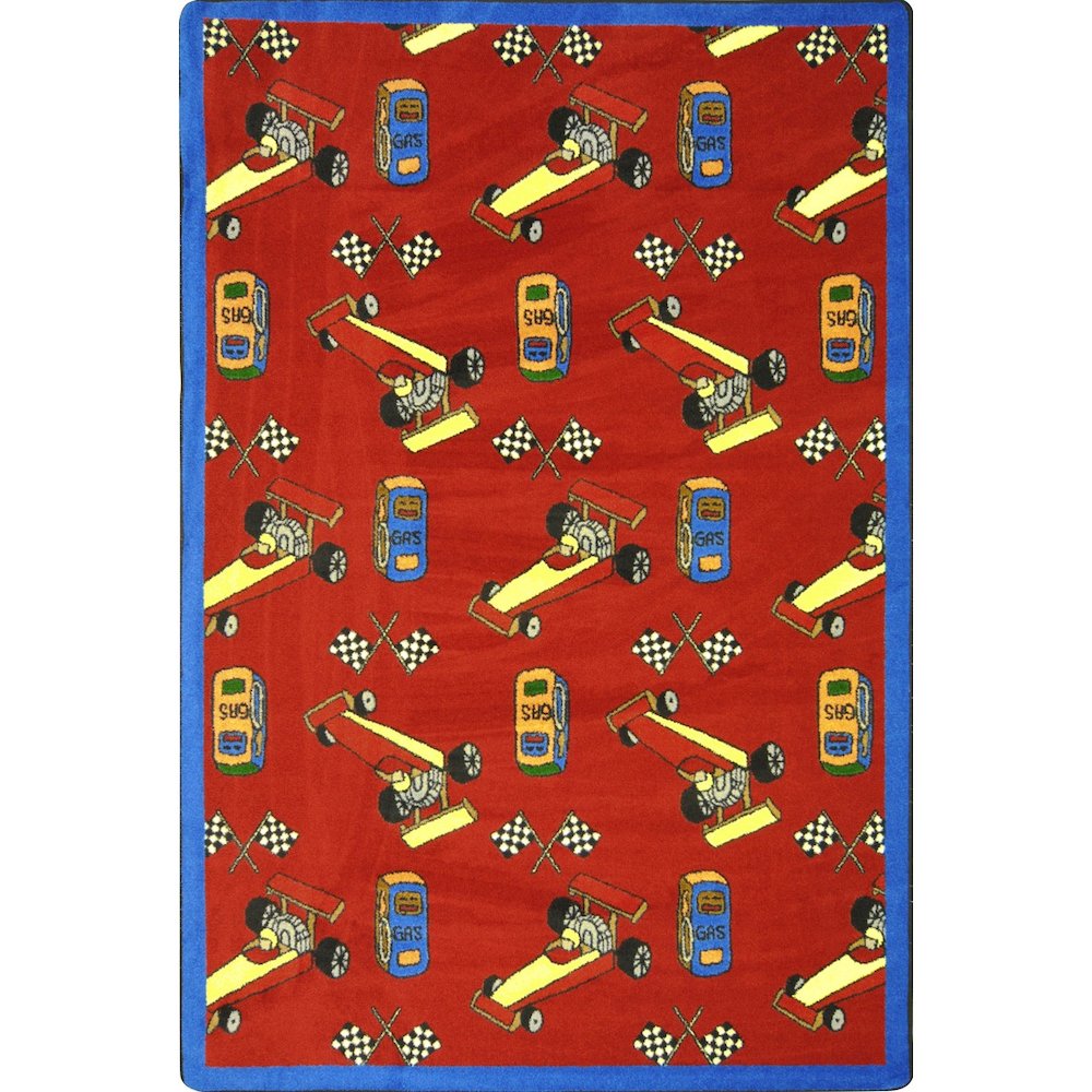 Playful Patterns Pit Stop 5'4" x 7'8" Area Rug in Color Red