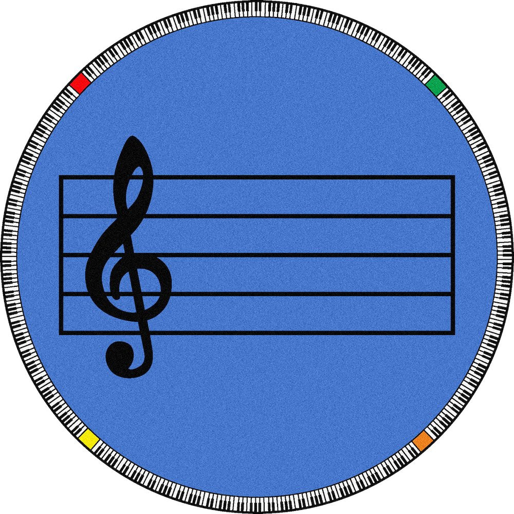 Kid Essentials Play Along 13'2" Round Area Rug in Color Blue