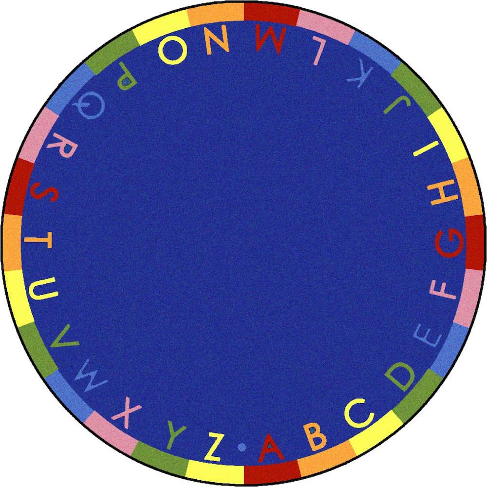 Kid Essentials Rainbow Alphabet 13'2" Round Area Rug in Color Primary