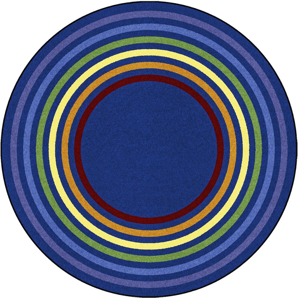 Kid Essentials Rainbow Rings 5'4" Round Area Rug in Color Multi