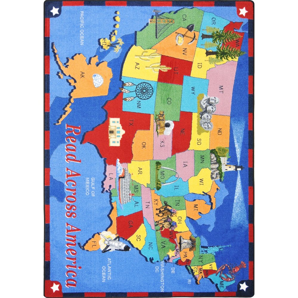 Kid Essentials Read Across America 7'8" x 10'9" Area Rug in Color Multi