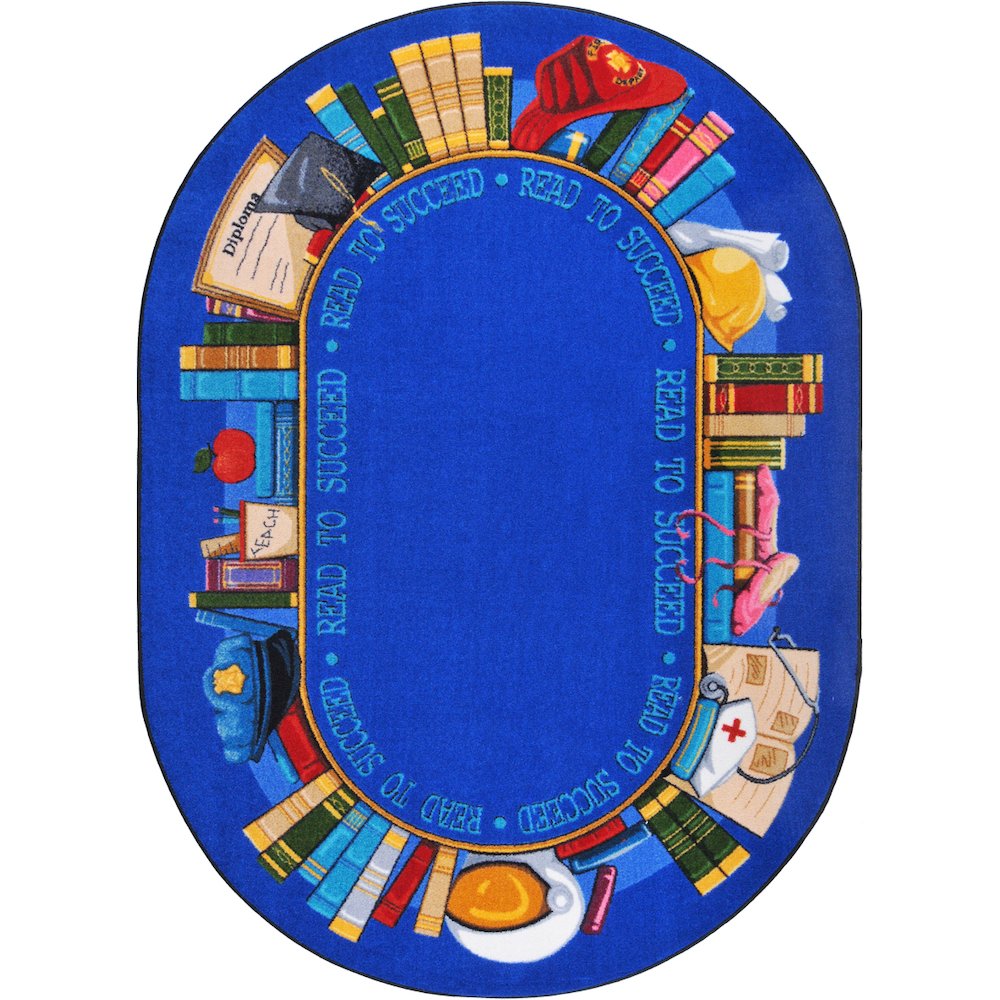 Kid Essentials Read to Succeed 7'8" x 10'9" Oval Area Rug in Color Multi