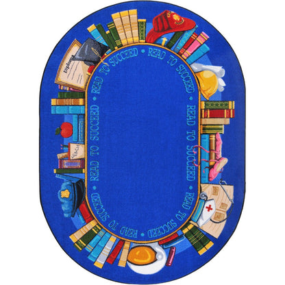 Kid Essentials Read to Succeed 7'8" x 10'9" Oval Area Rug in Color Multi