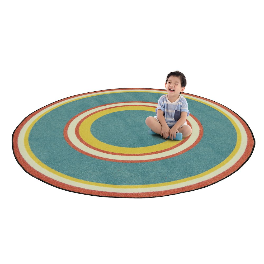 Kid Essentials Ripples 5'4" Round Area Rug in Color Beach