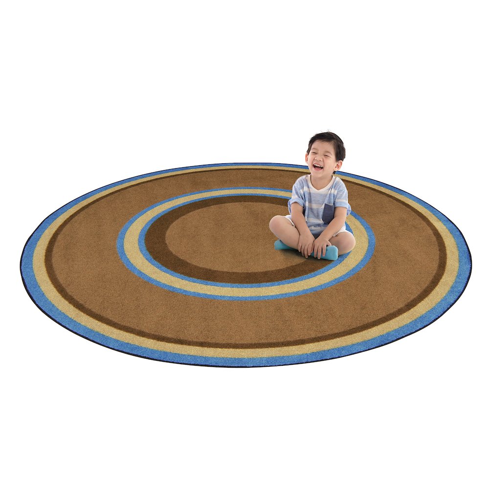 Kid Essentials Ripples 5'4" Round Area Rug in Color Chocolate