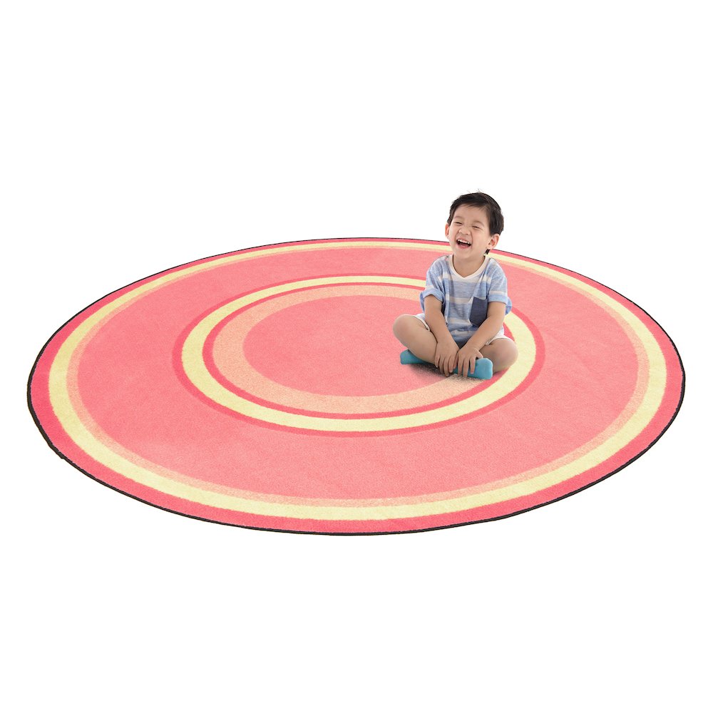 Kid Essentials Ripples 5'4" Round Area Rug in Color Pretty Pink