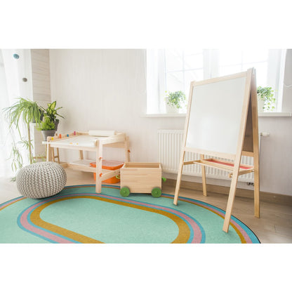 Kid Essentials Ripples 5'4" x 7'8" Oval Area Rug in Color Teal