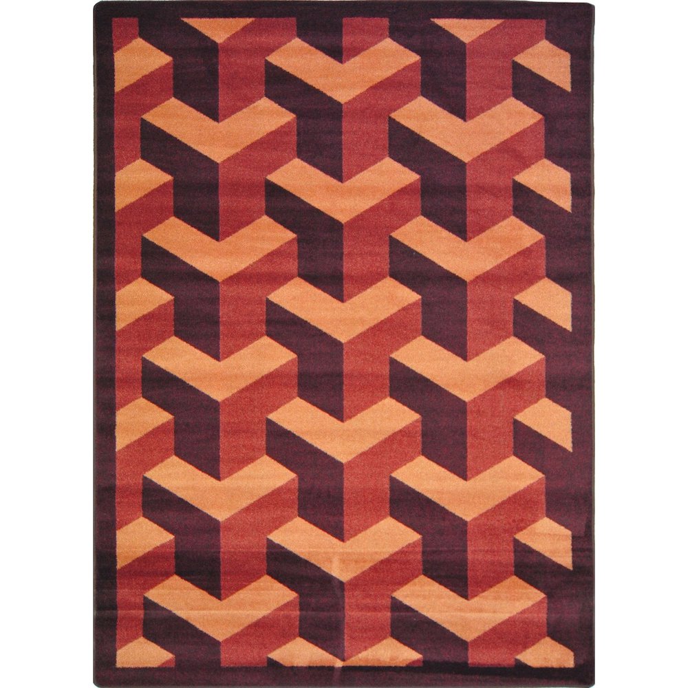 Kaleidoscope Rooftop 5'4" x 7'8" Area Rug in Color Burgundy