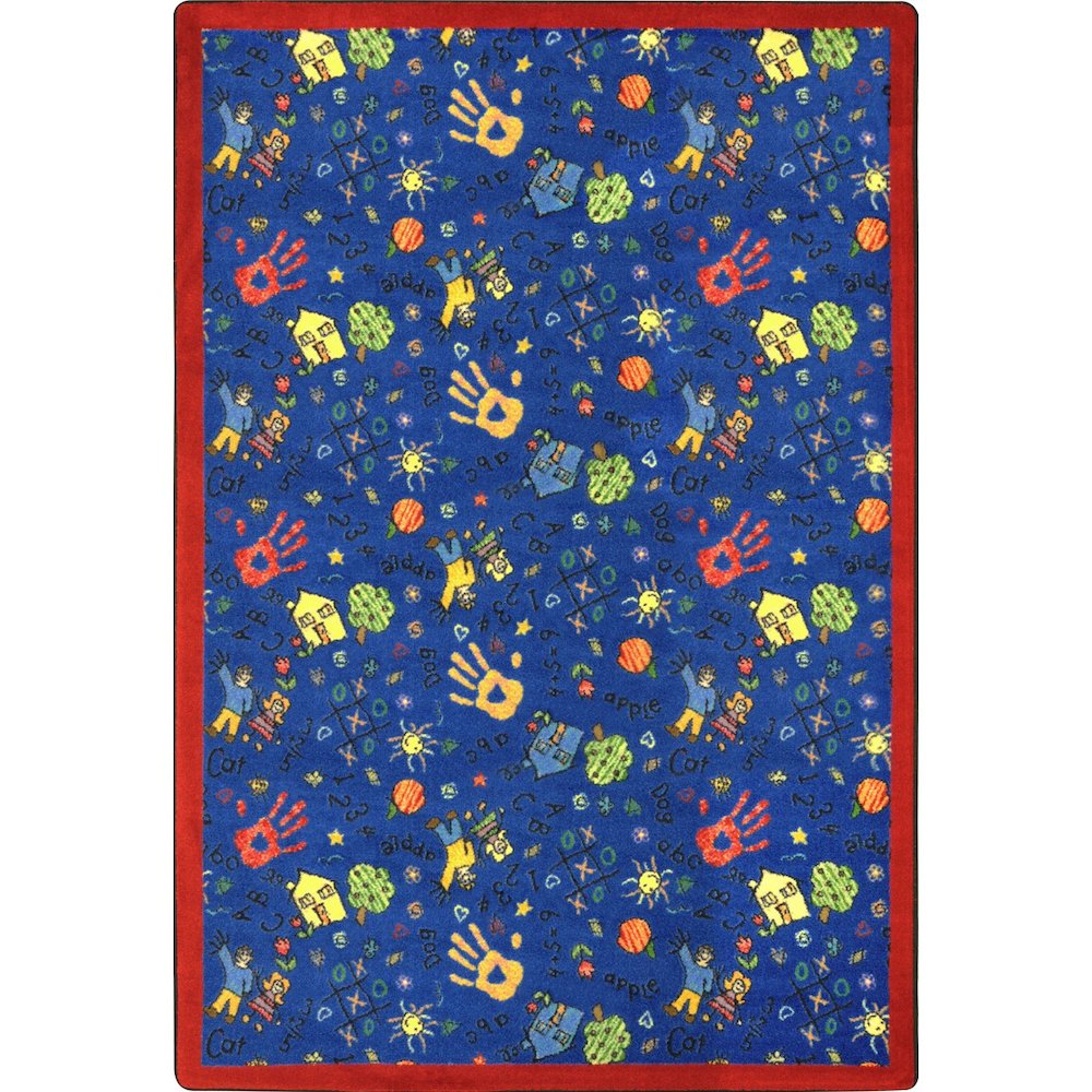 Playful Patterns Scribbles 5'4" x 7'8" Area Rug in Color Blue