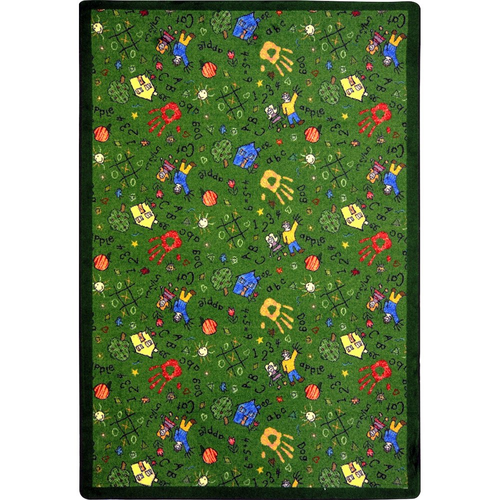 Playful Patterns Scribbles 5'4" x 7'8" Area Rug in Color Green