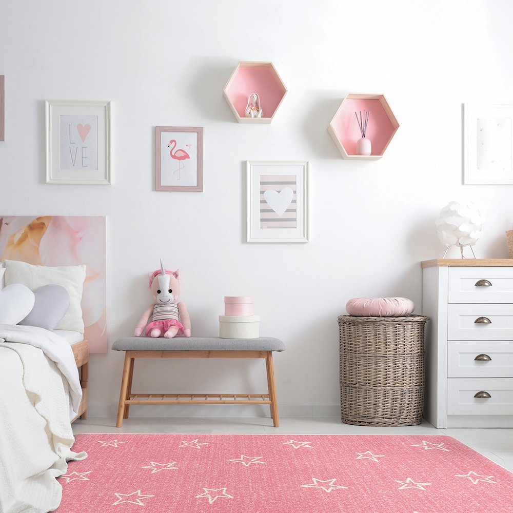 Claremont Kids Shine On 5'4" x 7'8" Area Rug in Color Blush
