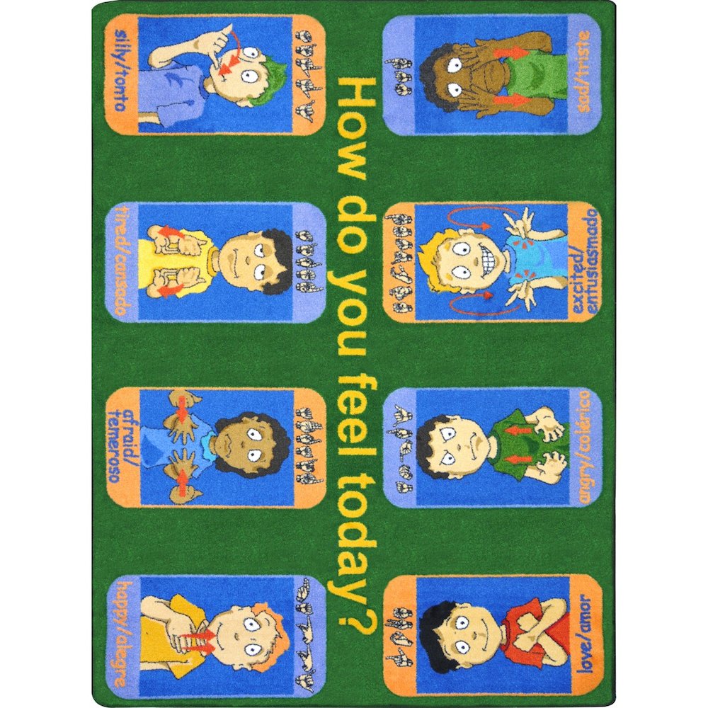 Kid Essentials Signs of Emotions 7'8" x 10'9" Area Rug in Color Multi