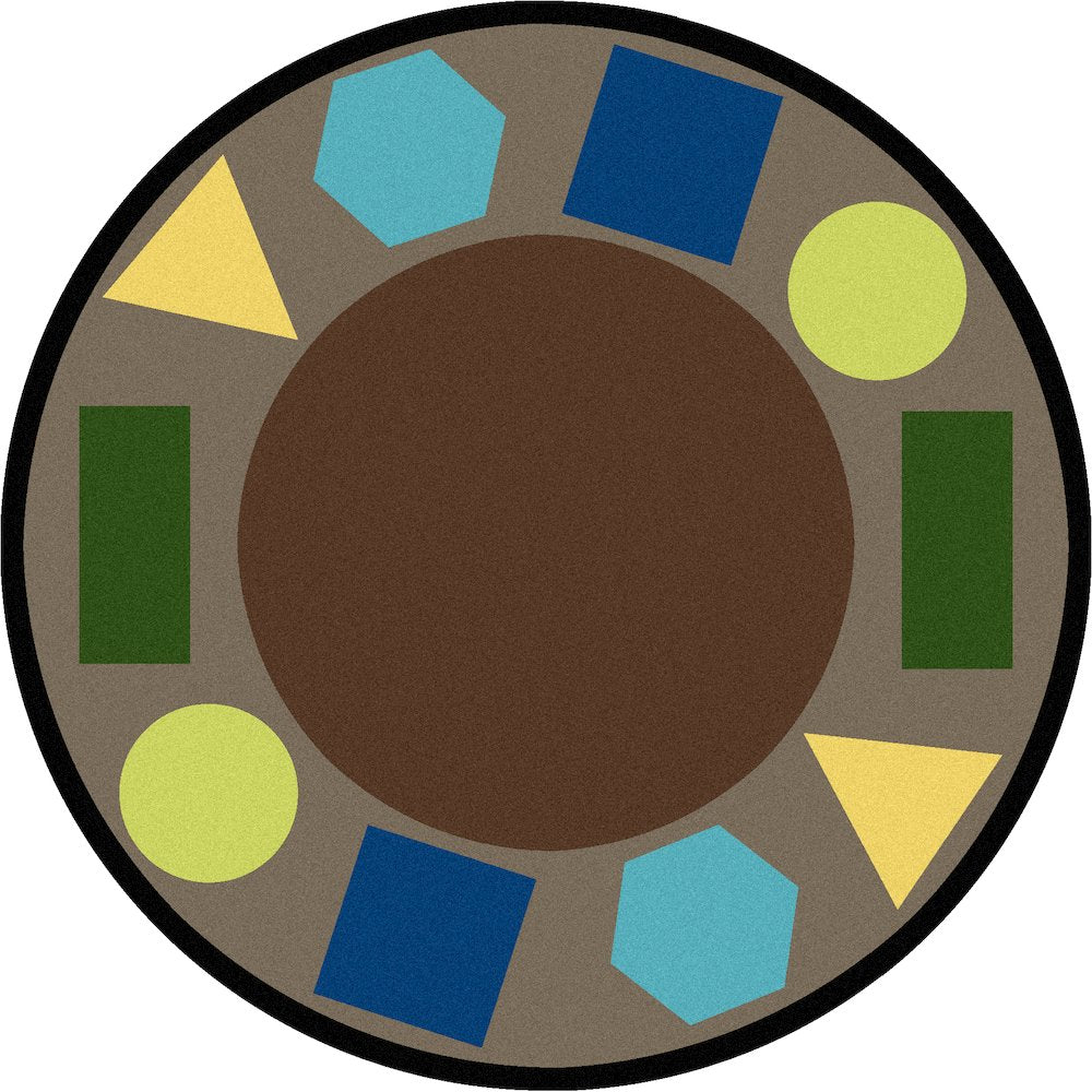 Kid Essentials Sitting Shapes 13'2" Round Area Rug in Color Earthtone