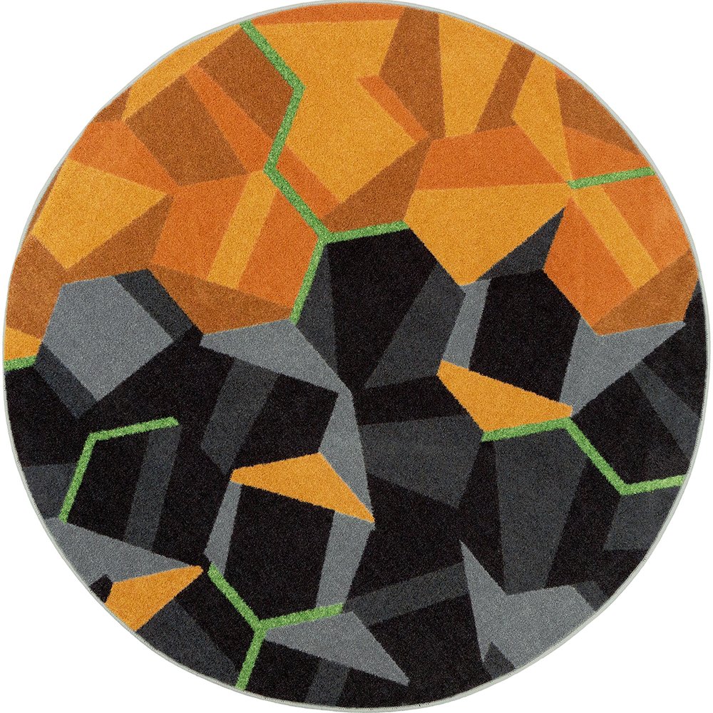 Kid Essentials Stealth 7'7" Round Area Rug in Color Tangerine