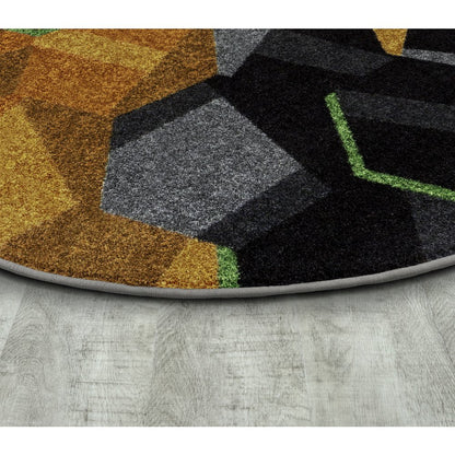 Kid Essentials Stealth 7'7" Round Area Rug in Color Tangerine