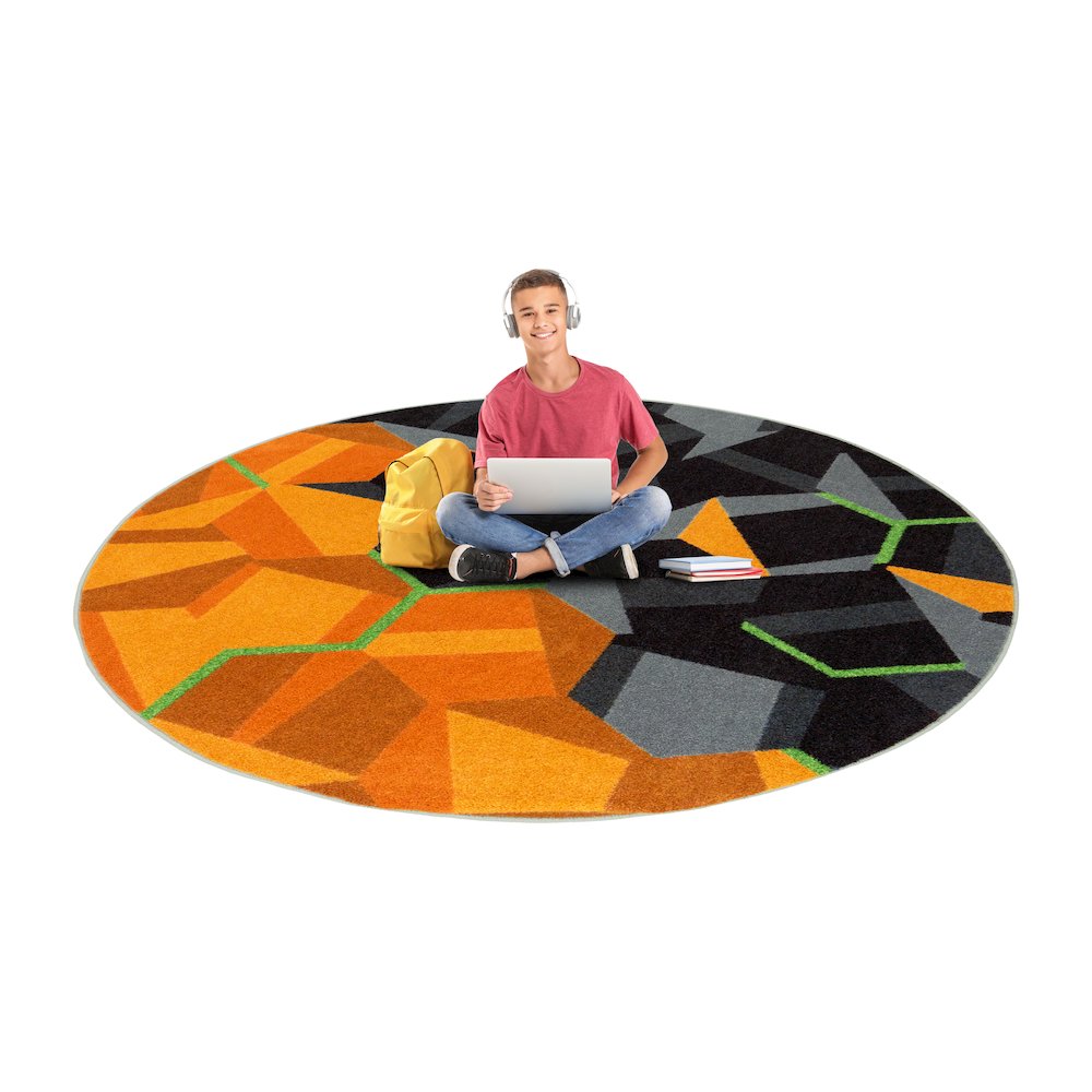 Kid Essentials Stealth 7'7" Round Area Rug in Color Tangerine